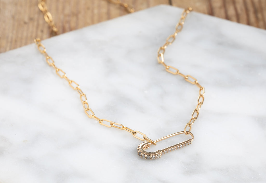 Pavé Diamond Sari Pin Necklace