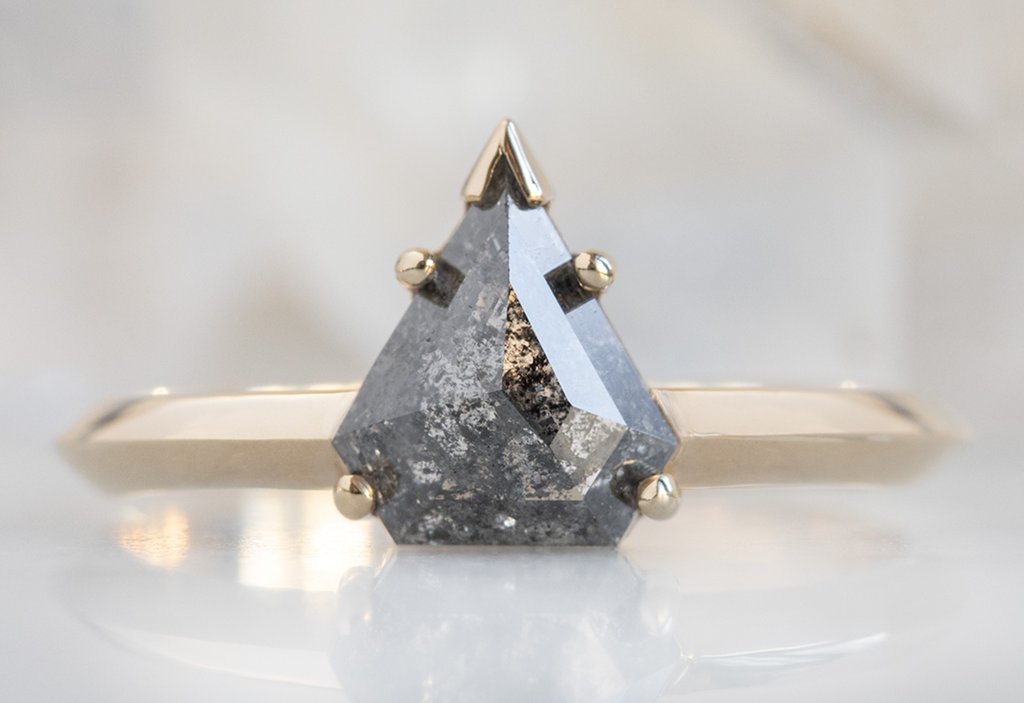 Custom Salt and Pepper Hexagon Diamond Engagement Ring