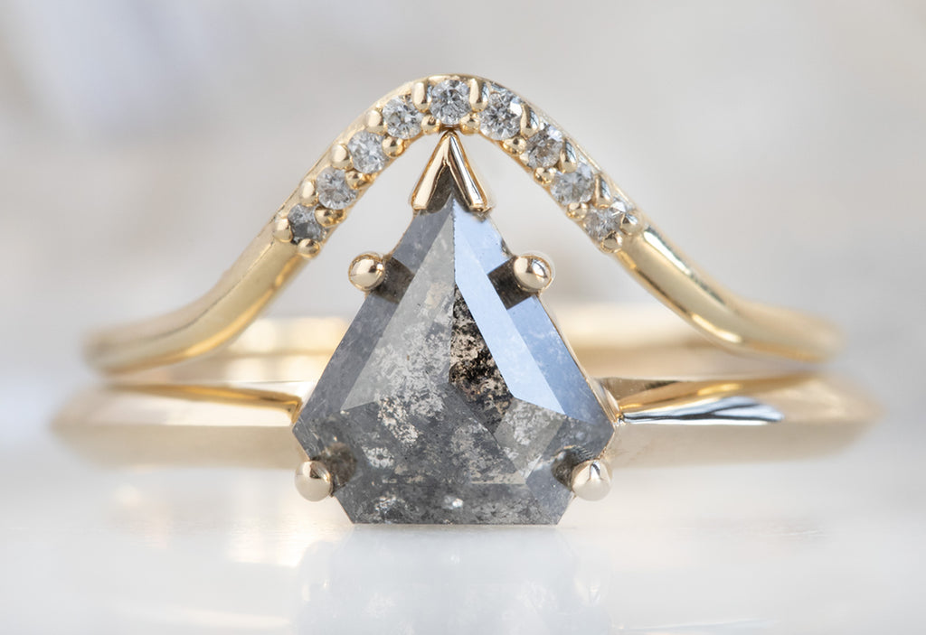 The Sage Ring with a Salt & Pepper Shield Diamond