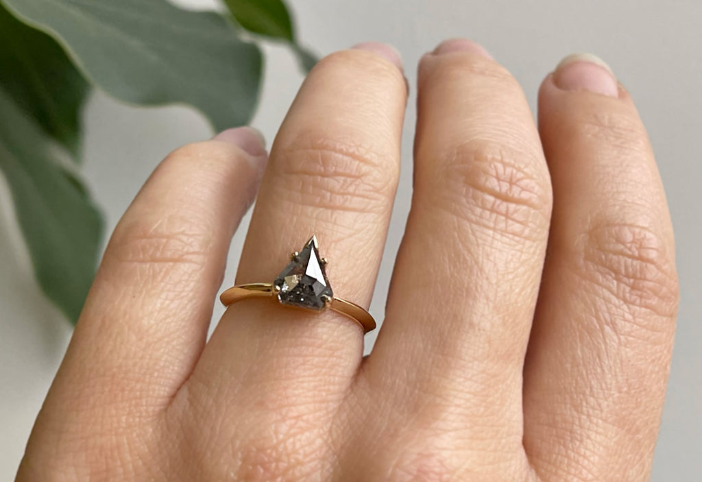 The Sage Ring with a Salt & Pepper Shield Diamond