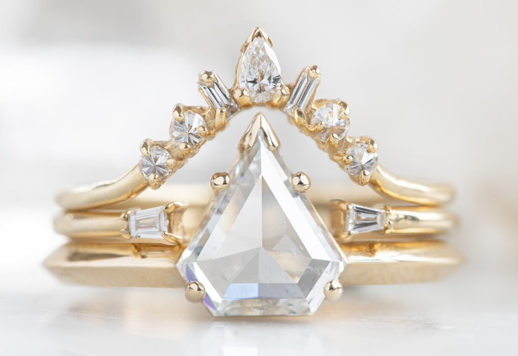 The Sage Ring with a White Shield Cut Diamond