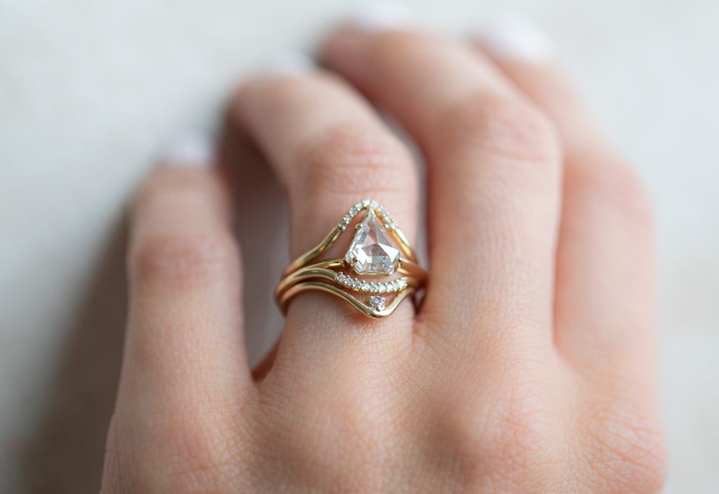 The Sage Ring with a White Shield Cut Diamond
