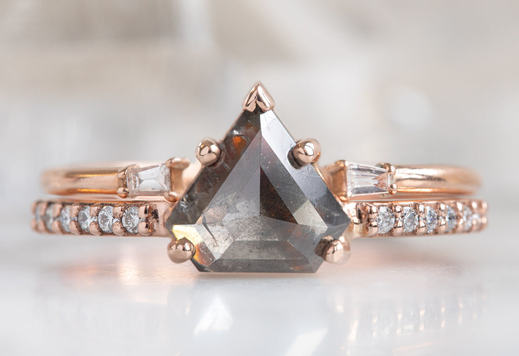 The Willow Ring with a Black Shield-Cut Diamond