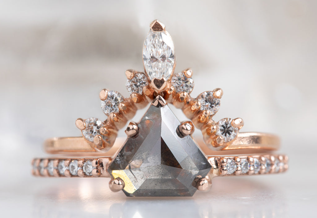 The Willow Ring with a Black Shield-Cut Diamond