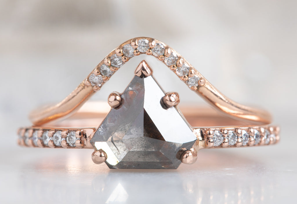 The Willow Ring with a Black Shield-Cut Diamond