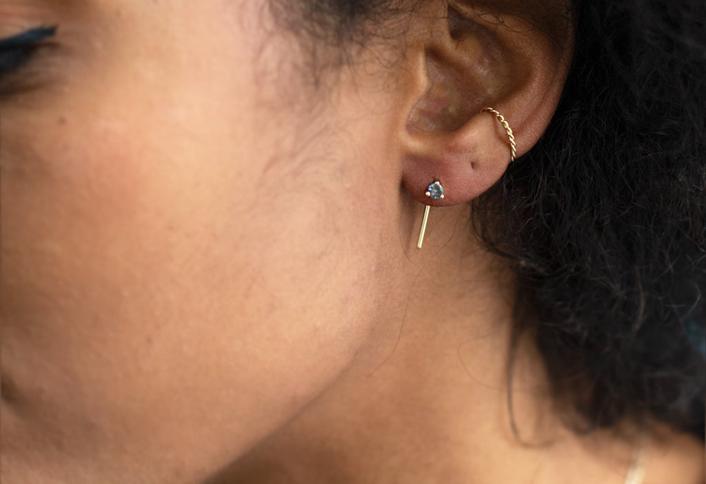 14k Gold Rope Ear Cuff on model