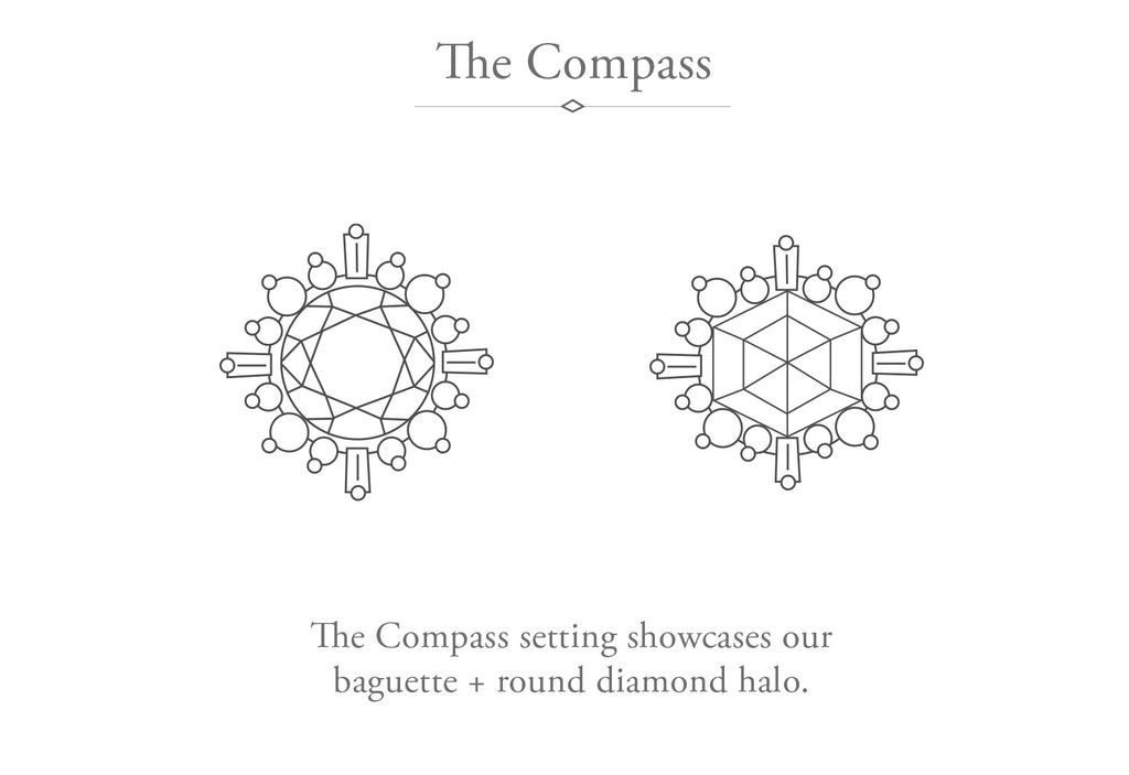 The Compass Ring with a Salt+Pepper Round Diamond