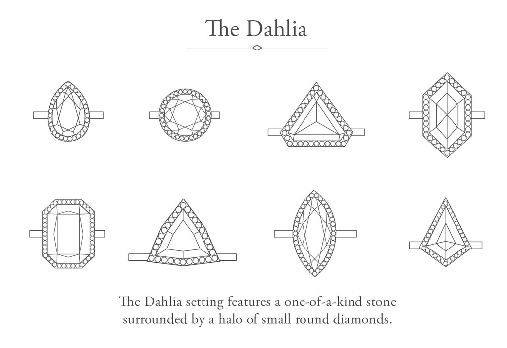 The Dahlia Ring with an Aquamarine