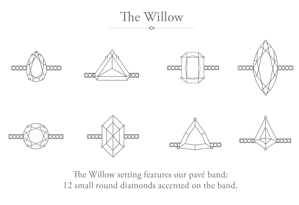 The Willow Ring with a Cushion Cut Black Diamond
