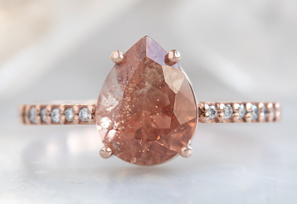 The Willow Ring with a Pear-Cut Sunstone
