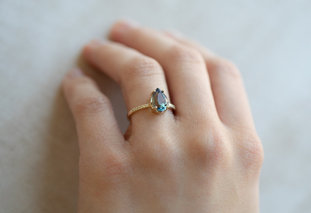 The Willow Ring with a Pear-Cut Tanzanite
